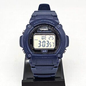 Casio W219H, Chronograph Watch, Blue Resin Strap, Alarm, Illuminator